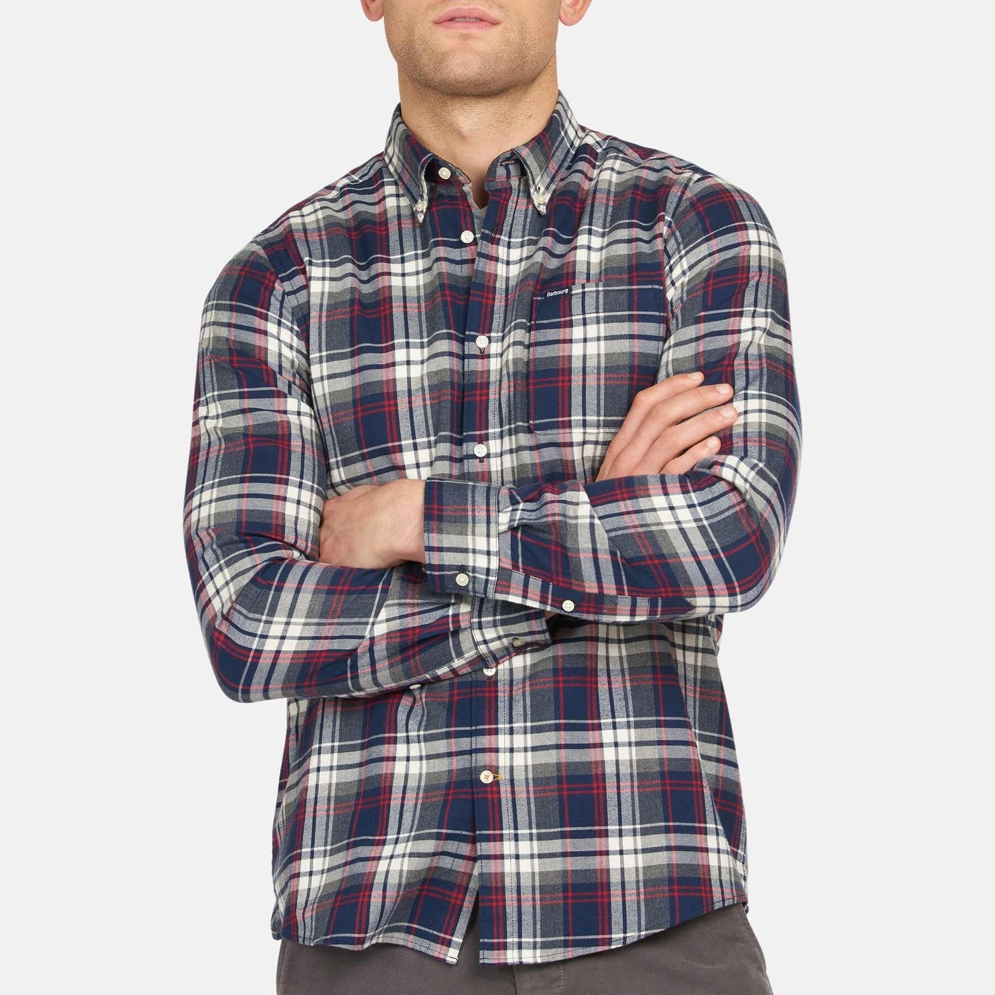 Cotton Shirt with breast pocket - NAVY