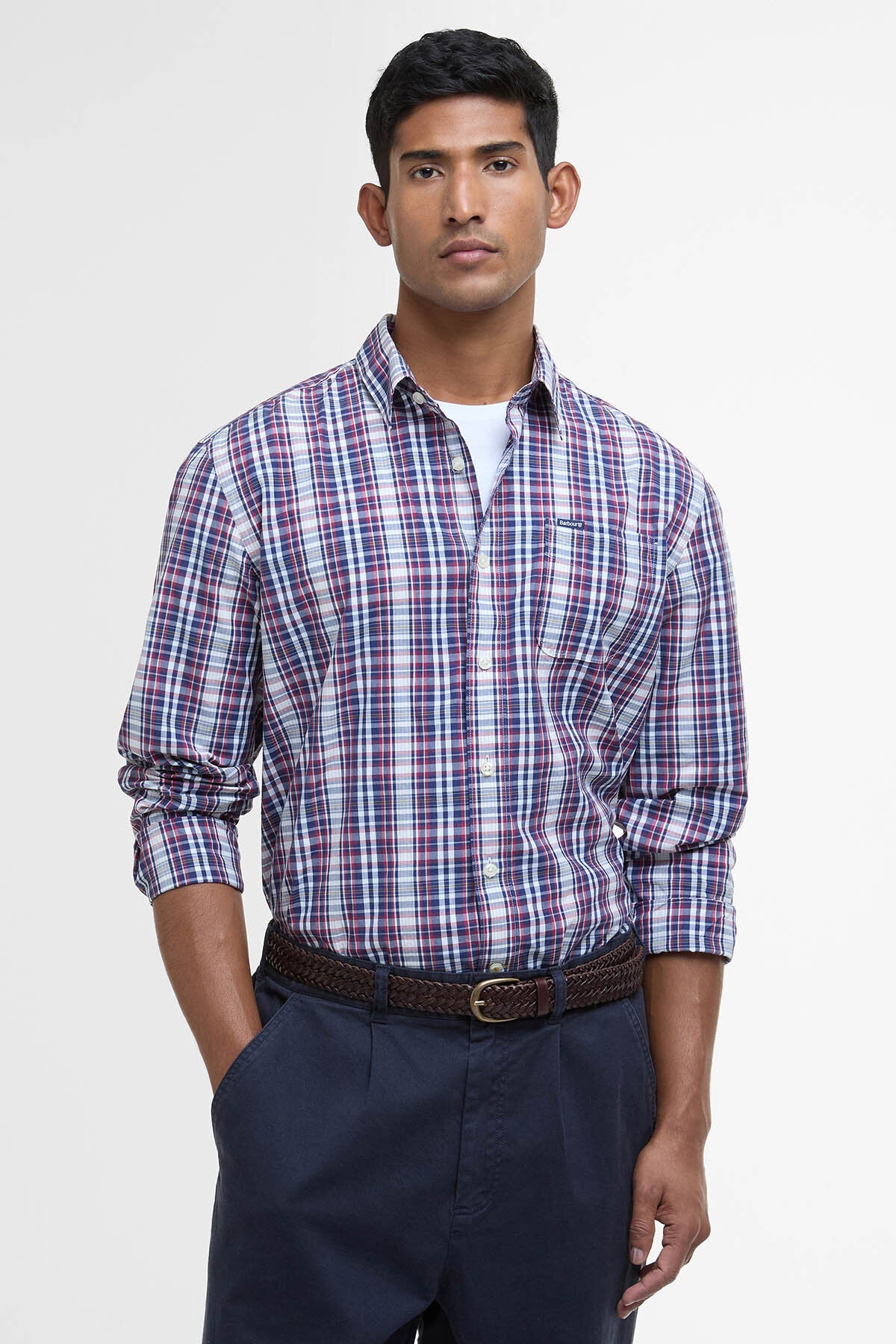 Linford Comfort Tailored Long-Sleeved Shirt - NAVY