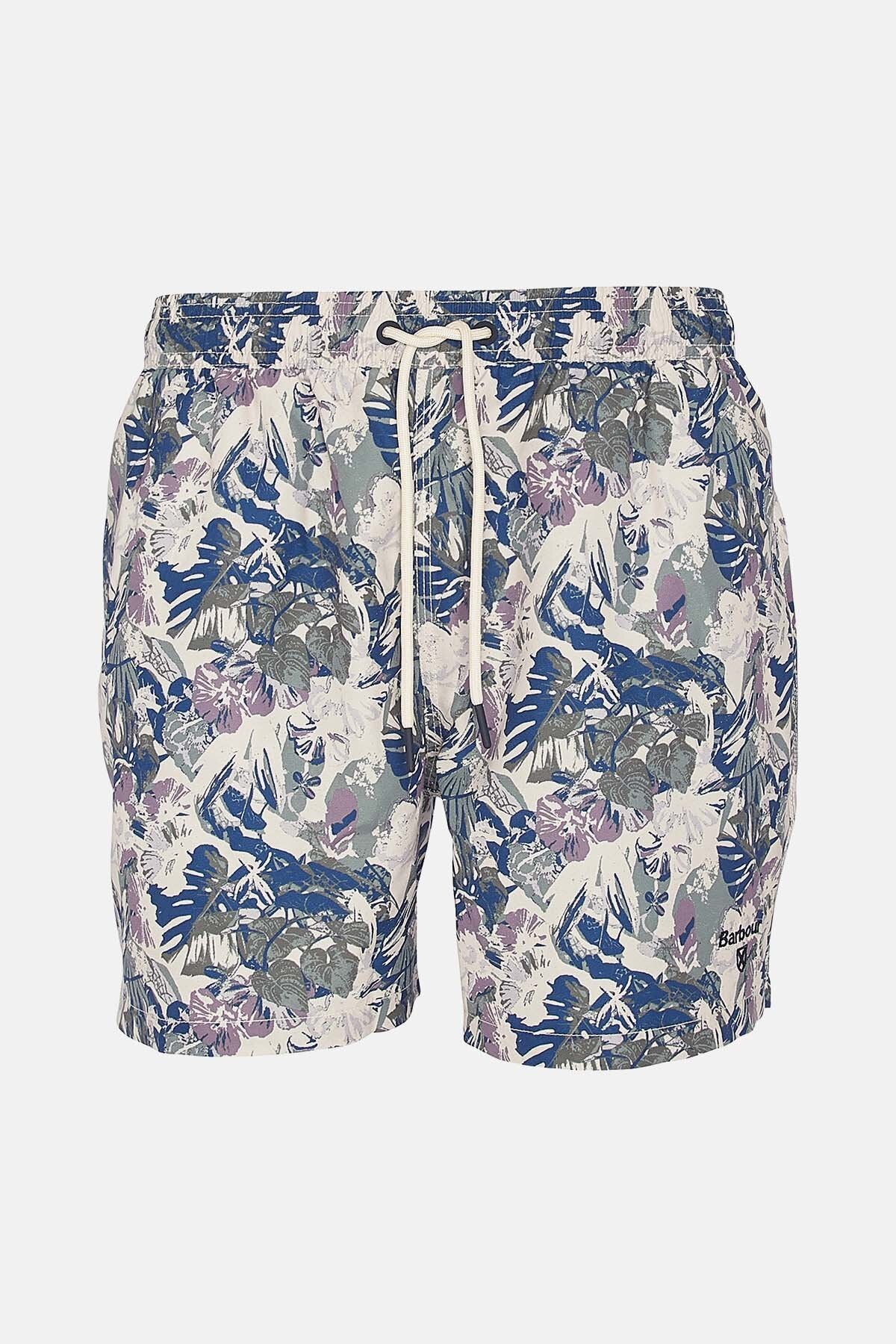 Hindle Palm-Leaf Swim Shorts - OLIVE