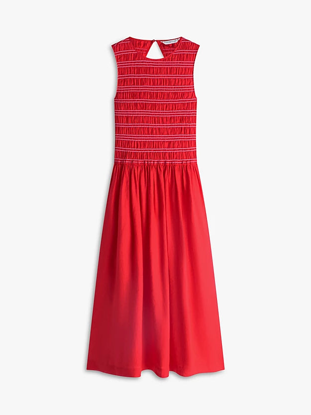 Pure Linen Smock Sleeveless Midi Dress