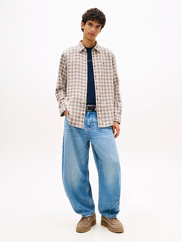 Relaxed Fit Check Linen Blend Shirt