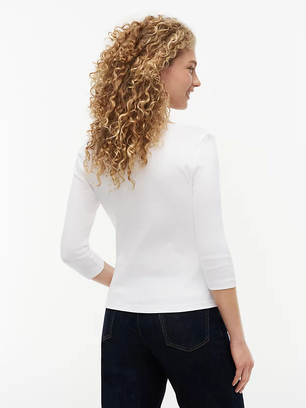 Slim Three-Quarter Sleeve Boat Neck T-Shirt