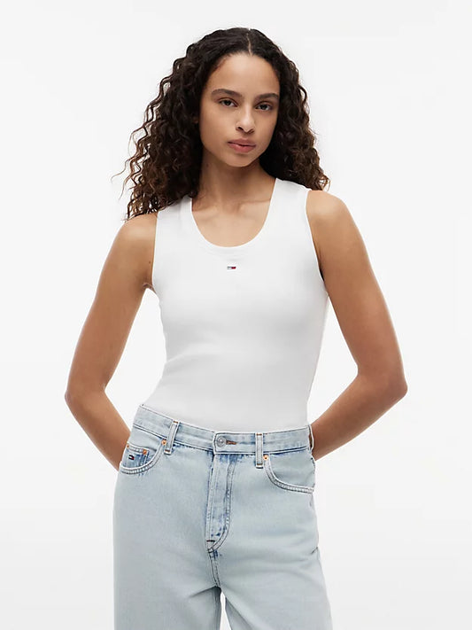 Ribbed Scoop Neck Slim Tank Top
