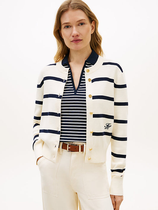 Premium Knit Gold-Tone Button Cardigan