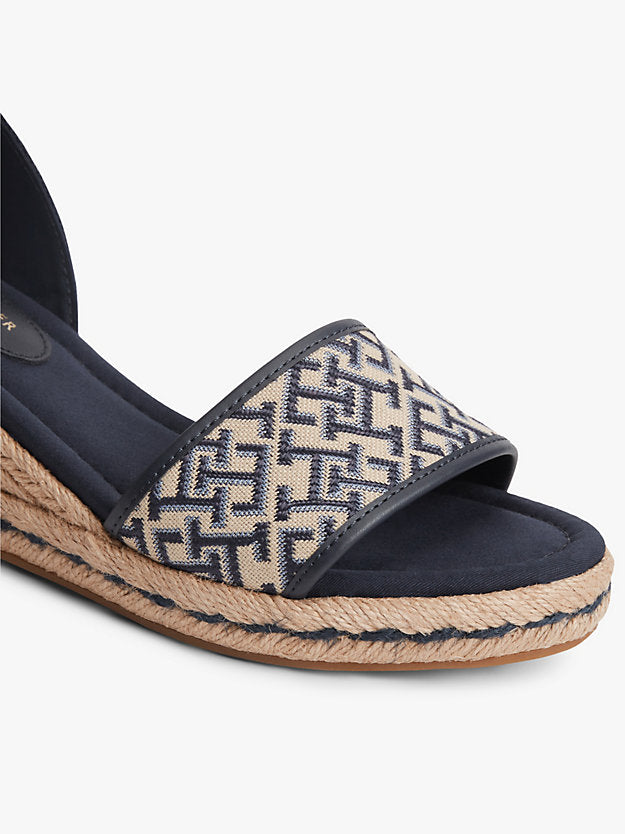 Logo Plaque Jacquard Wedge Heel Espadrilles