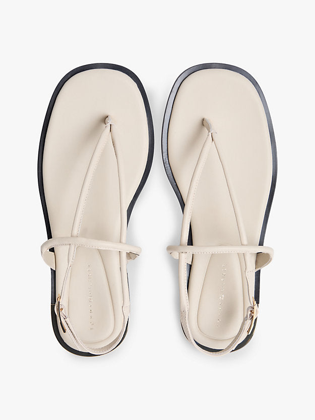 Leather Monogram Gold-Tone Heel Sandals