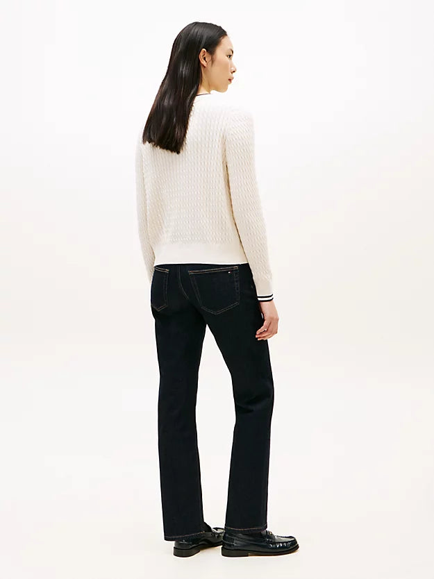 Cable Knit Crew Neck Cardigan
