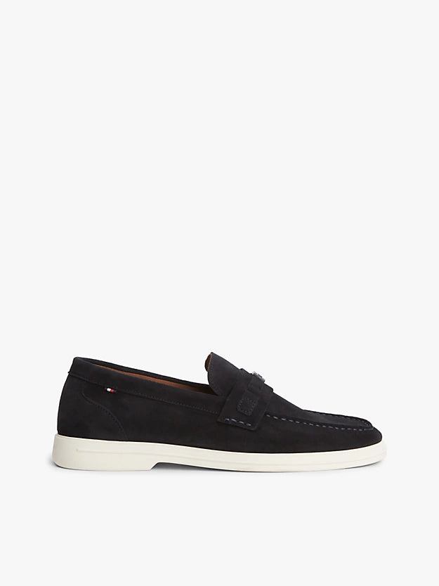Flag Plaque Suede Loafers
