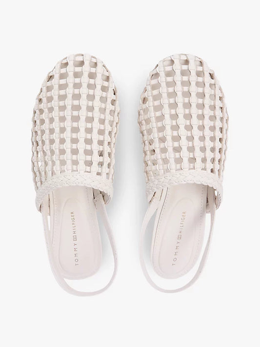 Woven Pointed Toe Slingback Heels