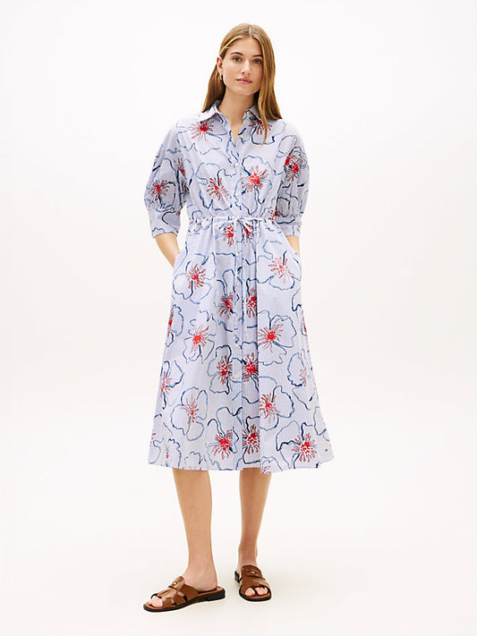 Half Sleeve Midi Shirt Dress