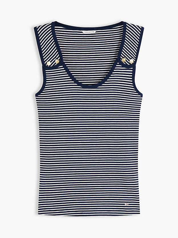 Gold-Tone Button Ribbed Tank Top