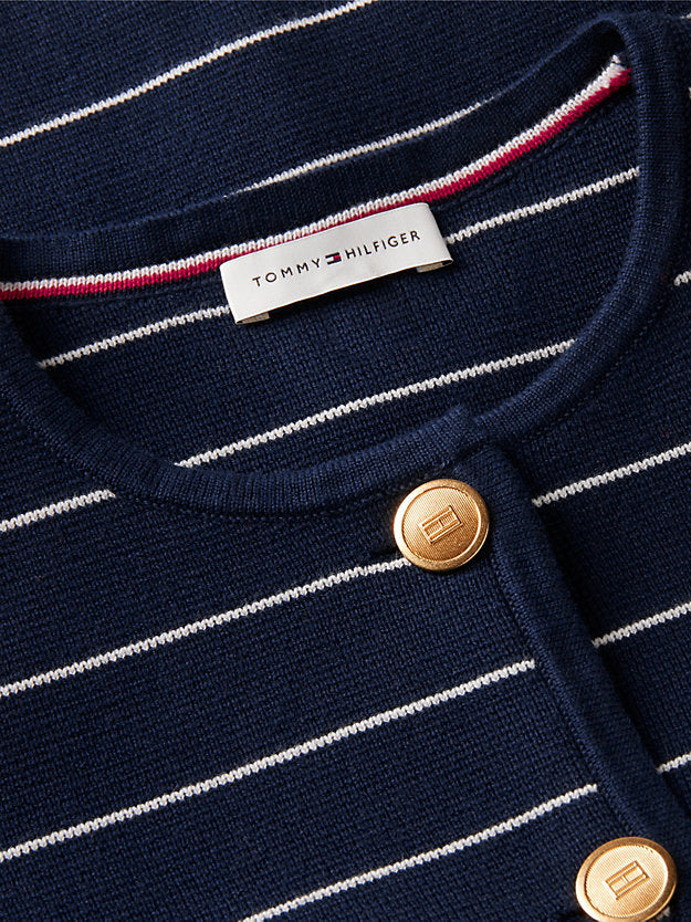 Gold-Tone Button Boxy Cardigan