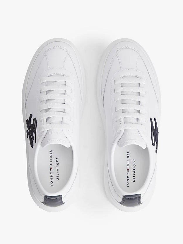 Logo Lightweight Leather Court Trainers