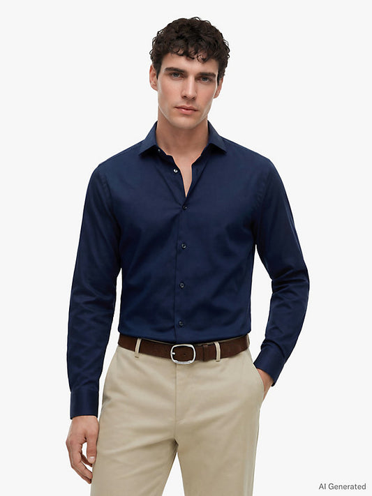 New York Label Flex Slim Twill Shirt