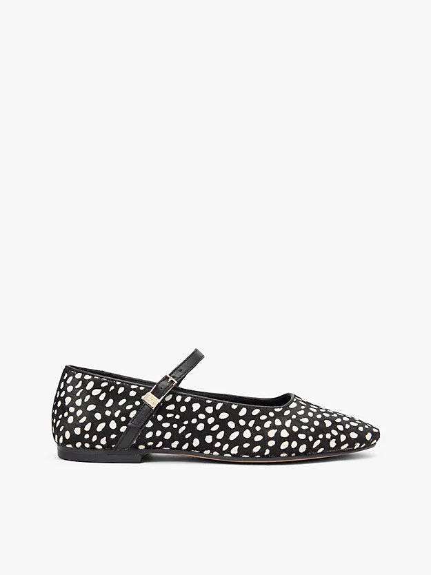 Snow Leopard Print Buckle Ballerinas