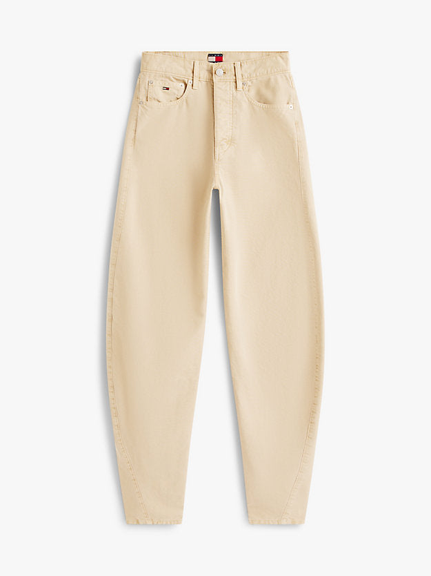 Mid Rise Wide Barrel Leg Trousers