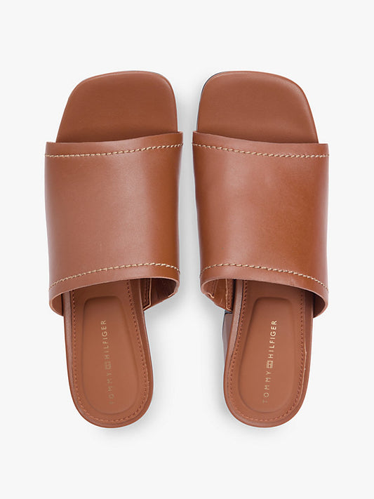 Monogram Leather Block Heel Mules