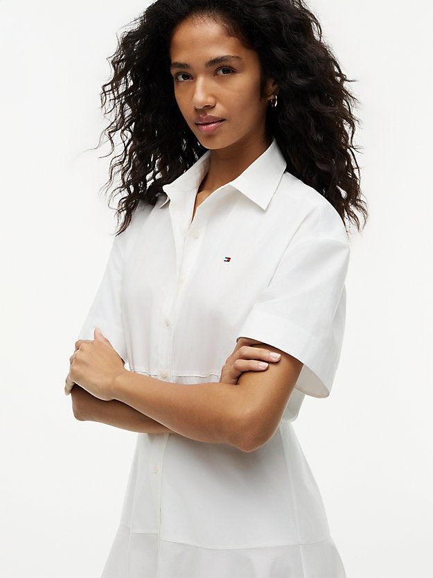 Fit And Flare Poplin Midi Shirt Dress