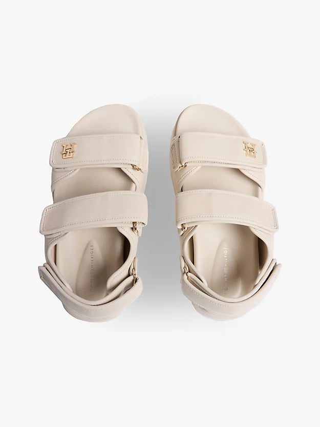 Leather Monogram Platform Sandals