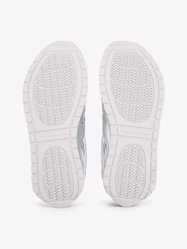 Mixed Texture Metallic Trainers WiLeather