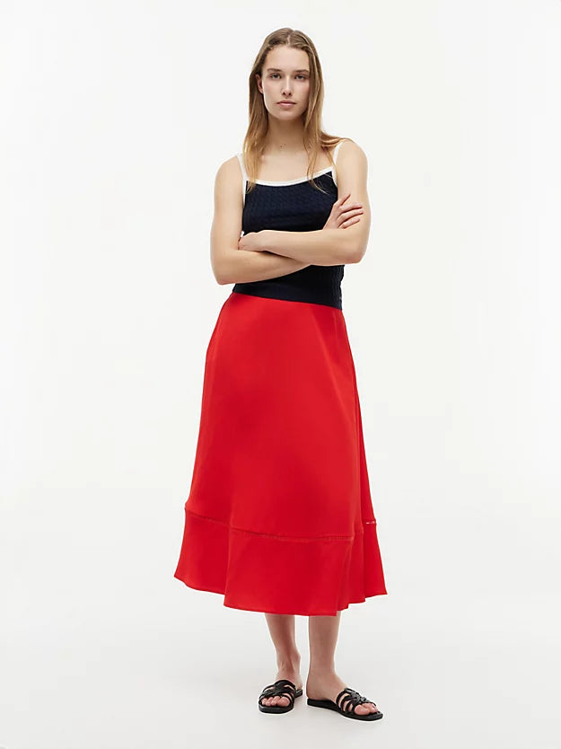 Logo Flare Midi Skirt WiLinen