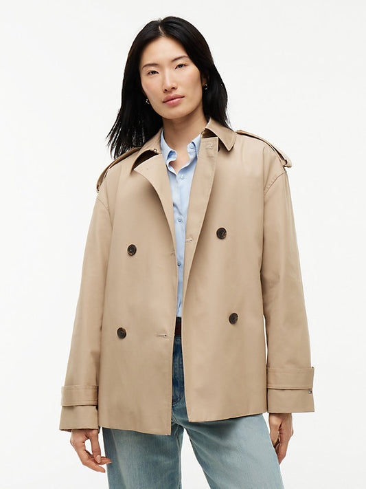 Water Repellent Relaxed Short Trench Coat
