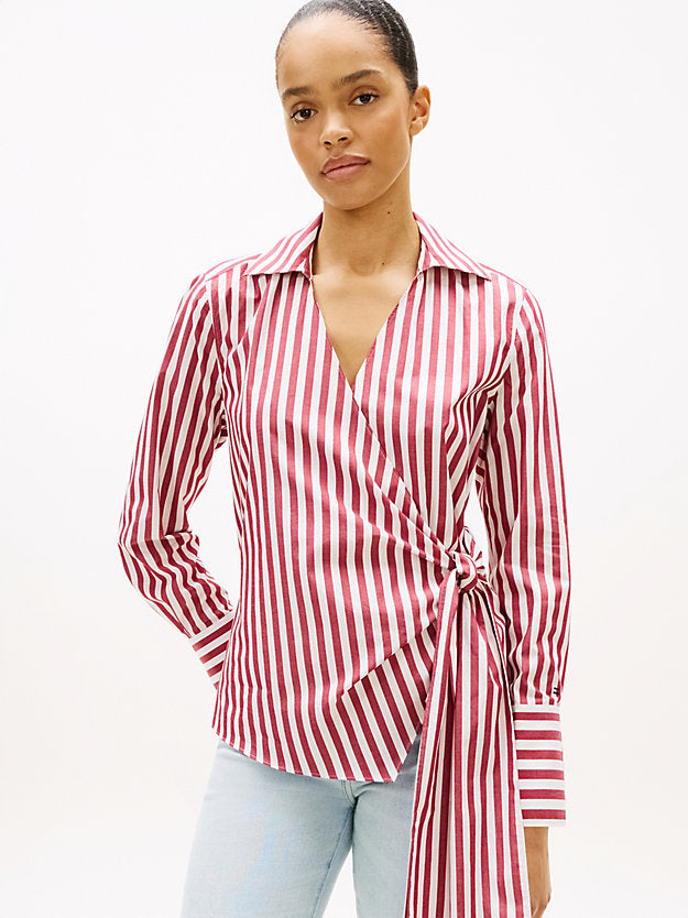 Slim Fit Wrap Knot Poplin Shirt