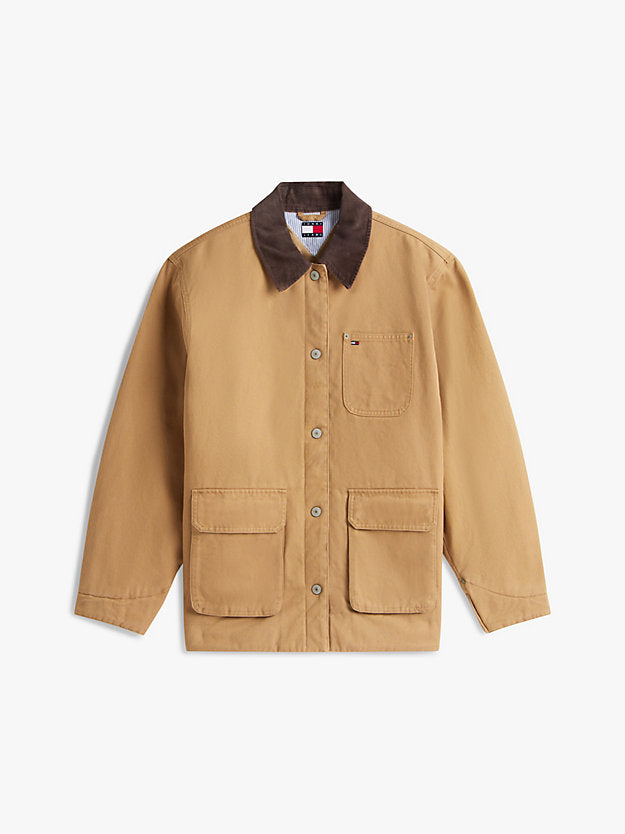 Corduroy Collar Twill Utility Jacket