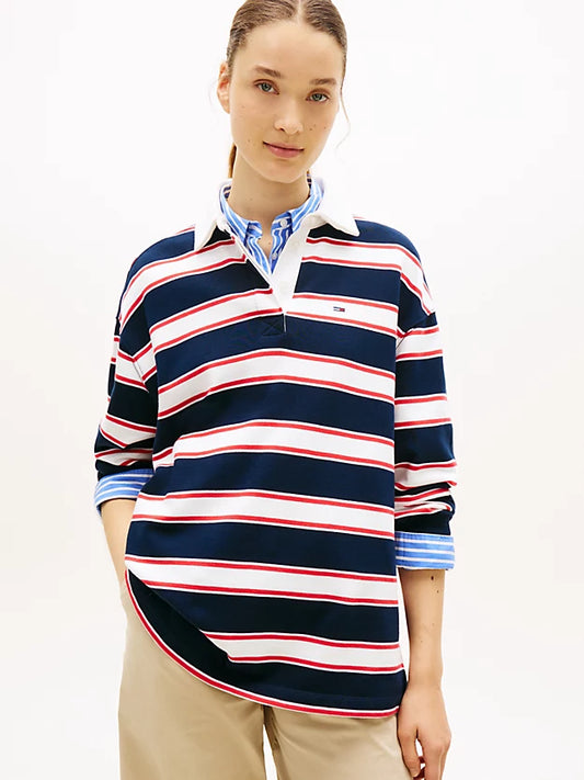 Stripe Relaxed Terry Rugby Shirt