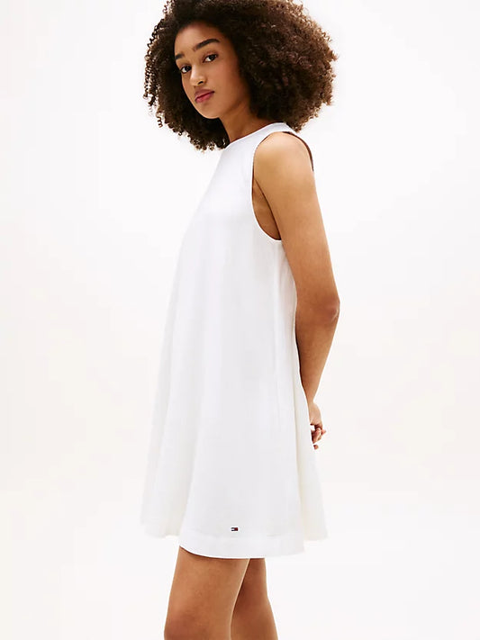 Slim Linen Blend Mini A-Line Dress