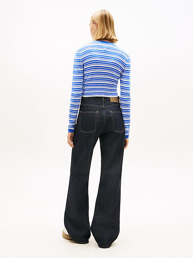 Stripe Slim Crew Neck Cardigan