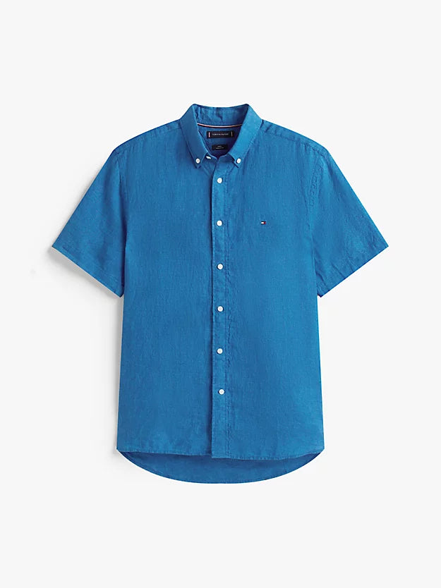 Regular Fit Washed Linen Short Sleeve Shirt