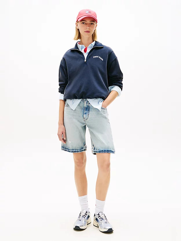 Logo Embroidery Relaxed Quarter-Zip Sweatshirt