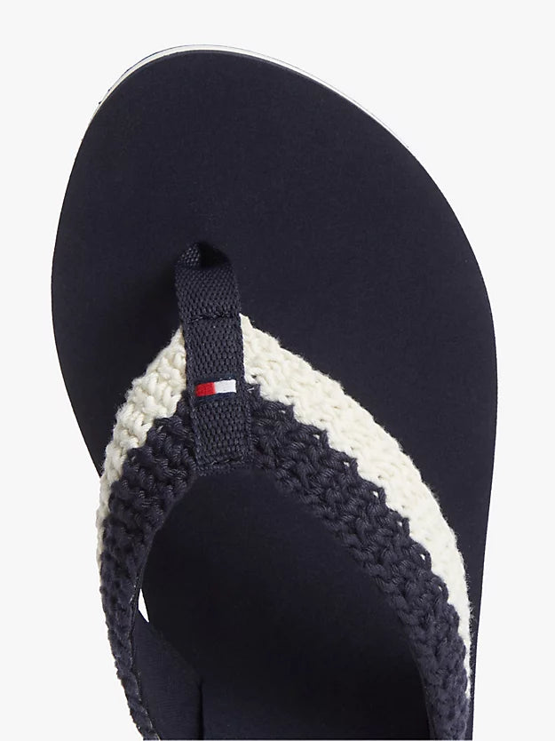 Wedge Heel Woven Flip-Flops