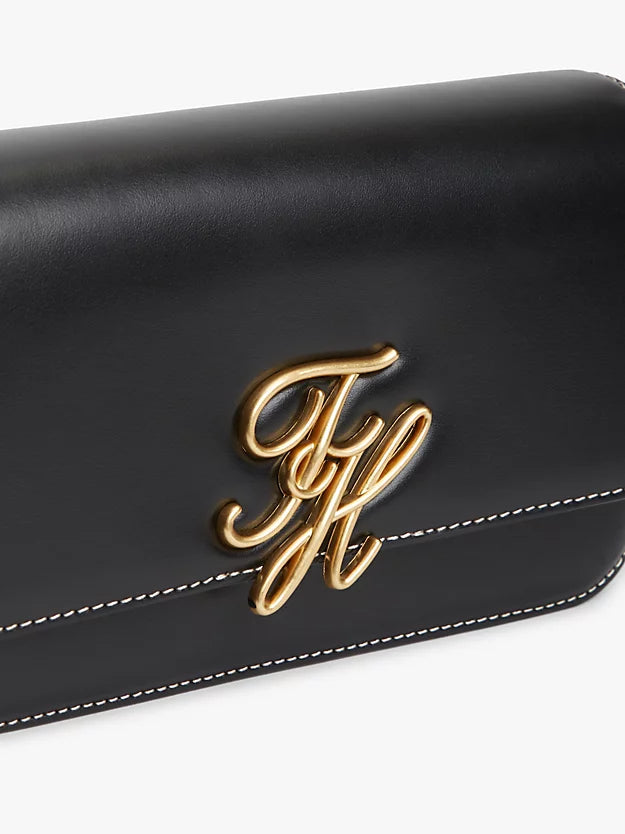 Leather Flap Logo Plaque Crossbody Bag