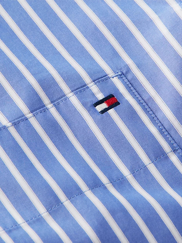 Oversized Fit Stripe Shirttail Hem Poplin Shirt