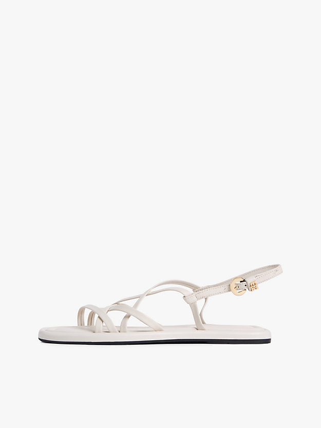 Leather Crossover Strap Flat Sandals