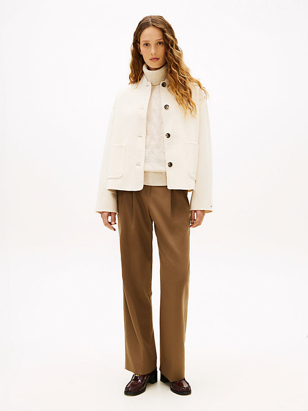 Double-Faced Wool Blend Bomber Jacket