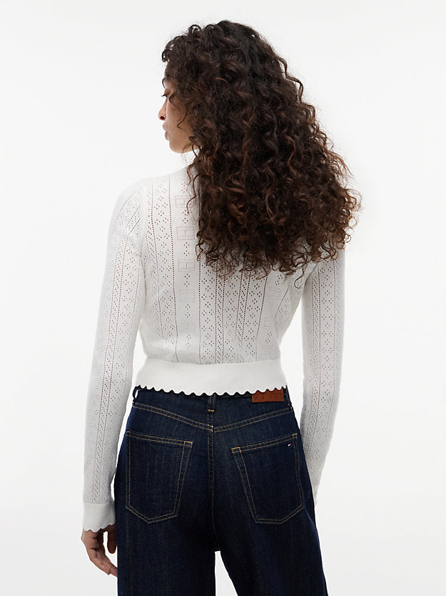 Slim Pointelle Flag Cardigan