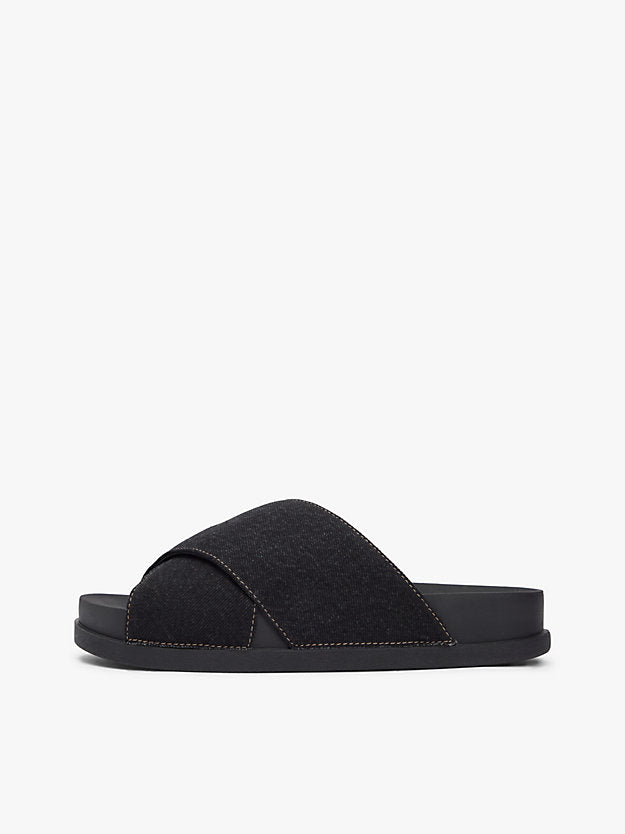 Denim Crossover Strap Lightweight Slides