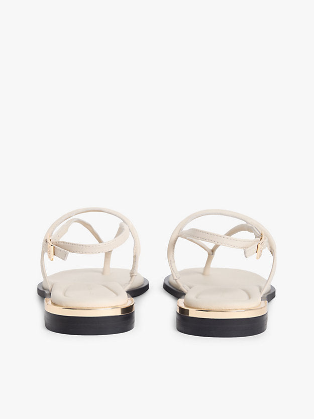 Leather Monogram Gold-Tone Heel Sandals