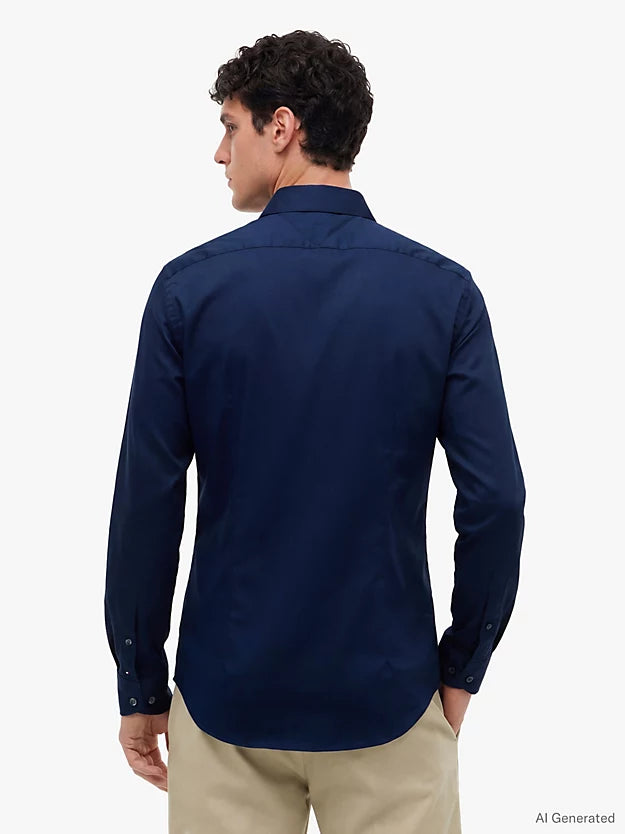 New York Label Flex Slim Twill Shirt