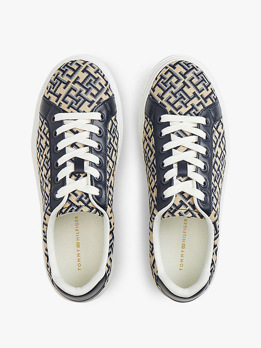 Monogram Platform Textile Trainers