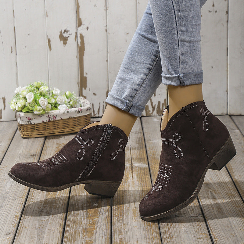 Bottes courtes western brodées – Adorables et polyvalentes pour vos tenues quotidiennes