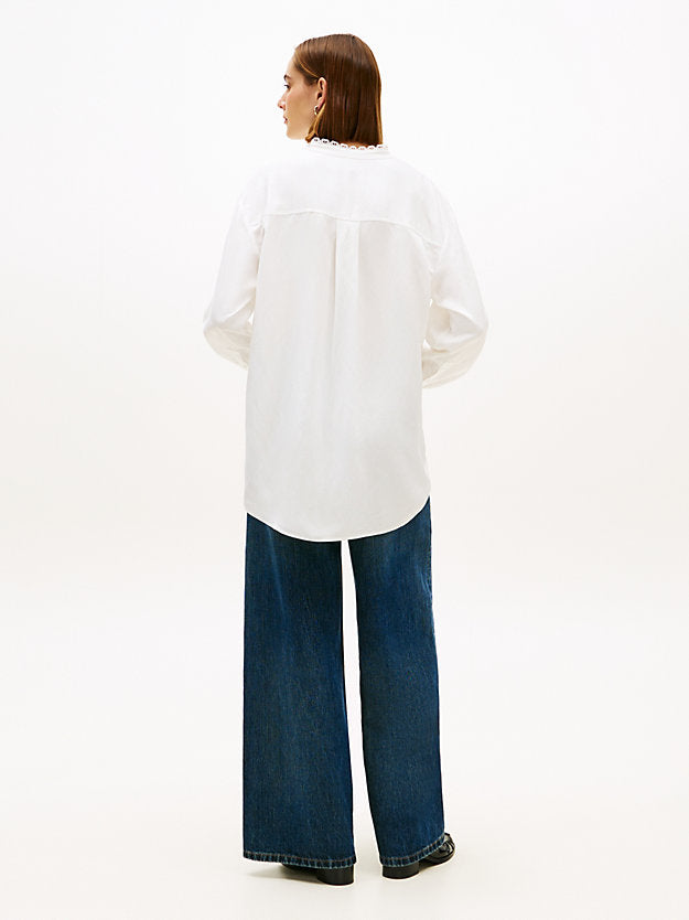 Oversized Fit Lace Trim Shirt WiLinen