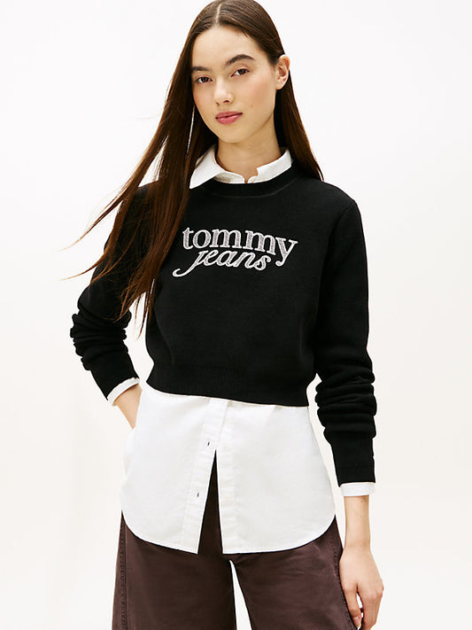 Stitch Logo Chenille Slim Cropped Jumper