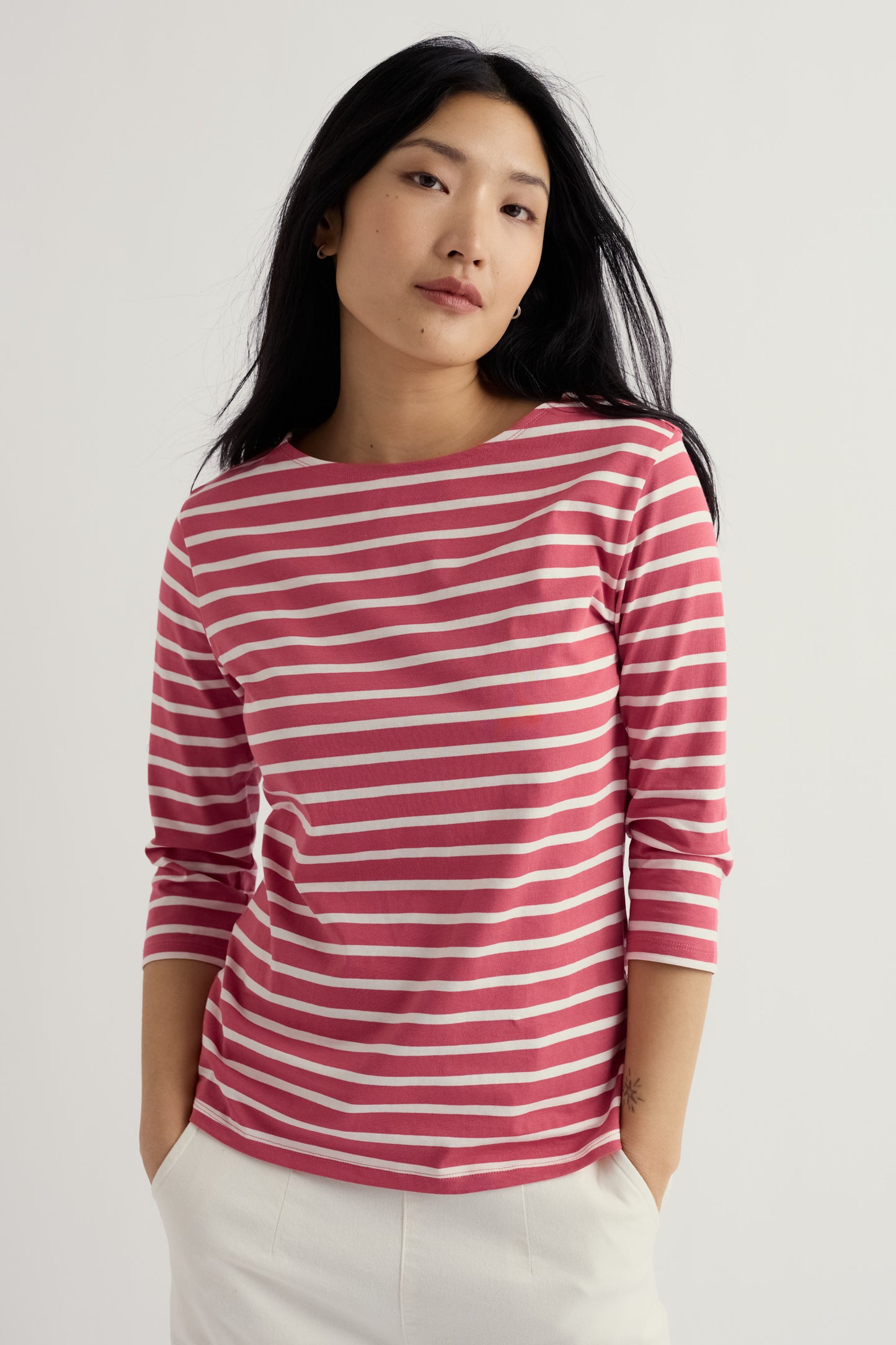 Sailor 3/4 Sleeve Top in GOTS-Certified Organic Cotton Jersey