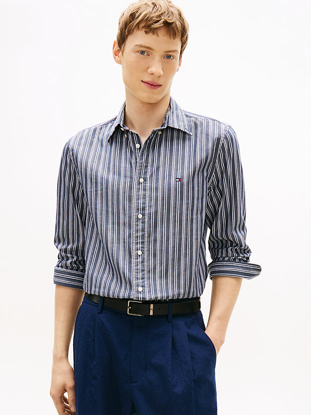 Regular Fit Textured Stripe Poplin Shirt