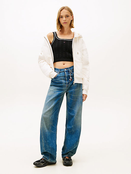 Flag Cable Knit Cropped Tank Top
