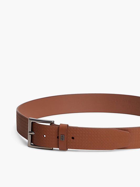 Flag Print Square Buckle Leather Belt